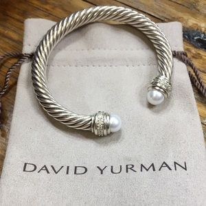 David Yurman 7mm Pearl & Diamond Bracelet so M